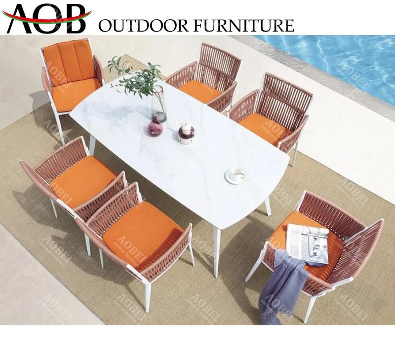 Modern Customized Garden Patio Home Villa Bar Hotel Restaurant Rope Outdoor Dining Chair Table Set Furniture