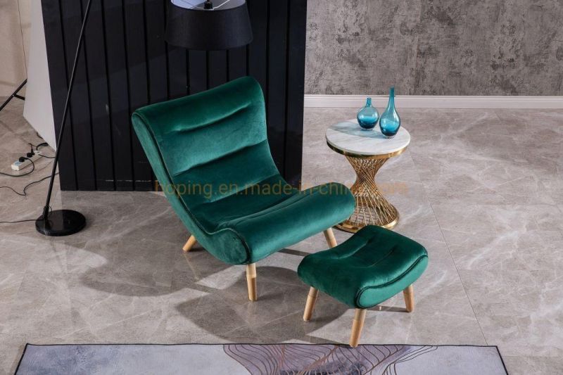 Modern Furniture Popular Hotel Living Room Single Green Velvet Sofa Chair