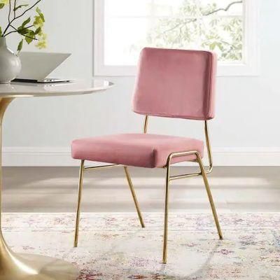 Home Dense Foam Padding Craft Velvet Elastic Golden Legs Side Steel Chairs