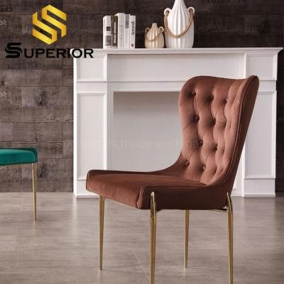 2020 Fashion Design Danish Brown Pull Button Dining Room Chair
