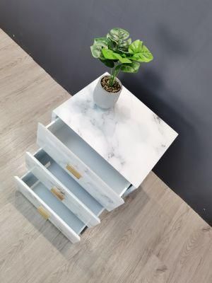 Modern Design Modern Domestic Marble Glass Slim Bedside Table