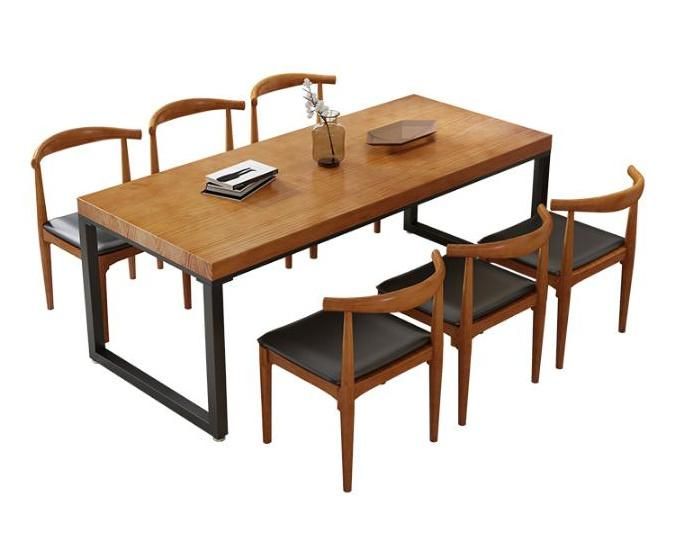 China Customized 1 Table 6 Chairs Combination Solid Wood Furniture