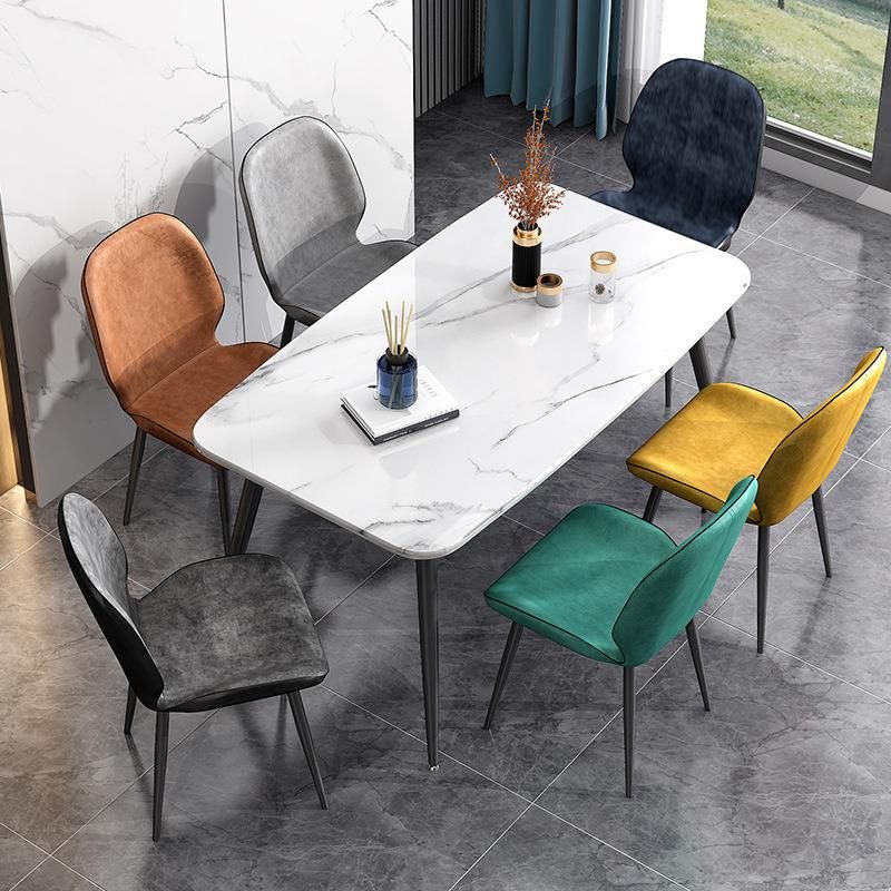 Modern Style Furniture Home PU Leather Metal Frame Leisure Without Armrest Dining Chair