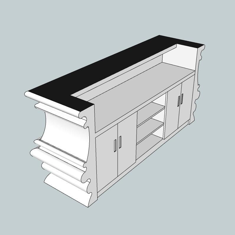 Customized Curved Diamond Shape White Corian Modern Bar Counter in Marble