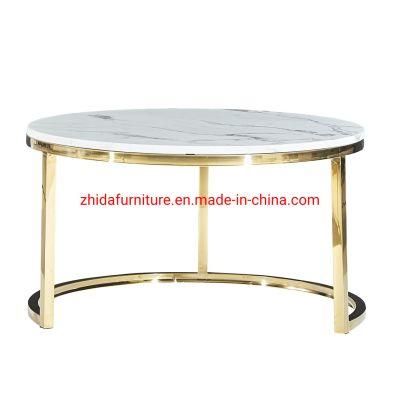 Luxury Black Marble Top Metal Stainless Steel Base Coffee Table