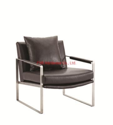 Customized Stainless Base Sofa Chair for Leather Living Room Furniture