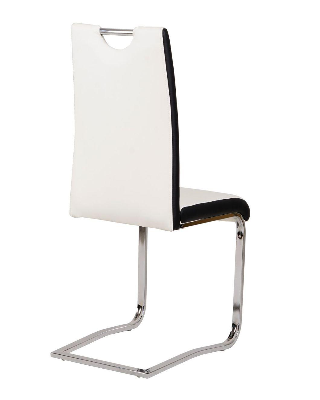 High Density Sponge Light White PU Leather Chair with Chromed Leg