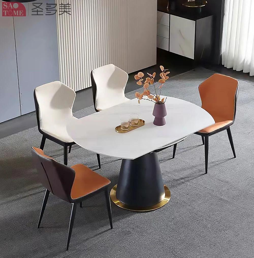 Modern Style Hotel Restaurant Home Living Room Furniture Stainless Steel Top Slate Dining Table