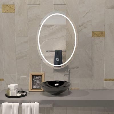 China Factory Custom 500*700mm Wall Mount Silver Oval LED Lighted Mirror for Bathroom/Barber Shop