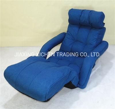 Blue Fabric Folding Recliner Single Sofa Bed