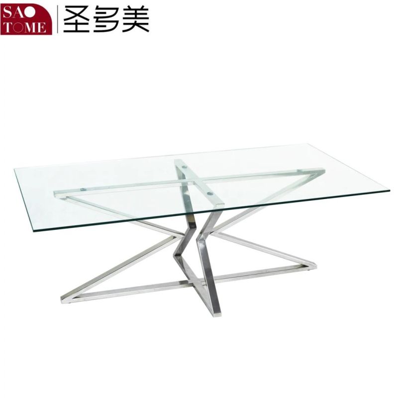 Furniture Top 8mm Transparent Glass Bottom High Gloss Black MDF 25mm Coffee Table