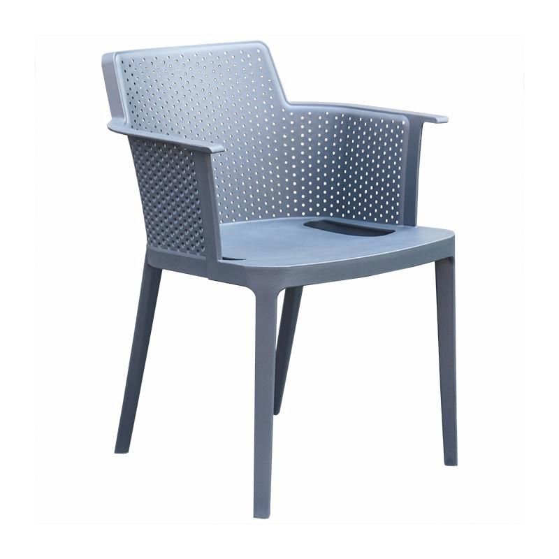 Wholesale Outdoor Furniture Modern Style Garden Furniture Quebec Plastic Chair Eco-Friendly PP Armrest Dining Chair
