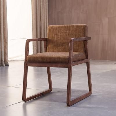 Wooden Dining Chair with Armrest in Modern Style