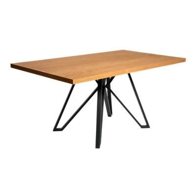 Wholesale Home Furniture MDF Modern Luxury Square Live Edge Dining Room Table with Metal Base