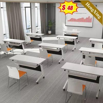 Wooden White Mixed Black Color School Classroom Furniture Wooden Square Folding Table