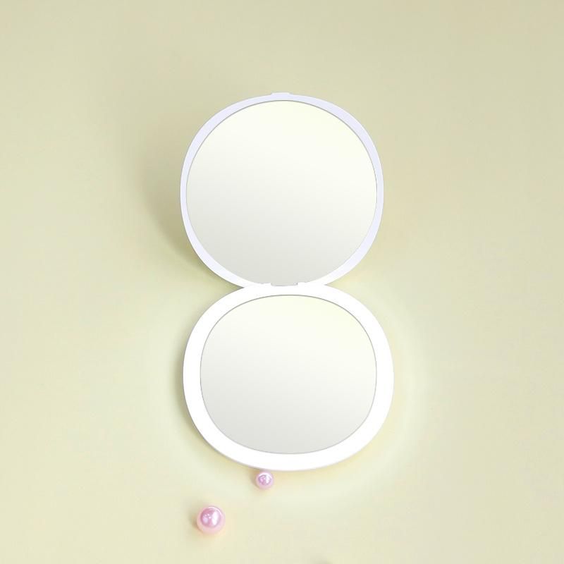 Double Side Round USB Rechargeable Lights LED Travel Pocket Mirror