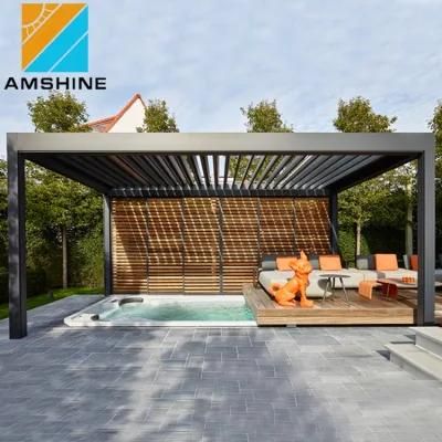 Waterproof Louver Roof Metal Pergola Bioclimatic 4X3 Aluminum Pavilion Modern Outdoor Gazebo with Heaters