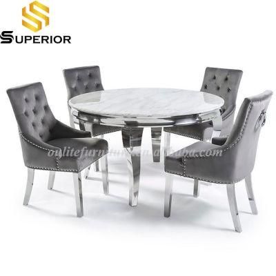 Round Marble Top Stainless Steel Dining Table for Home Furniture