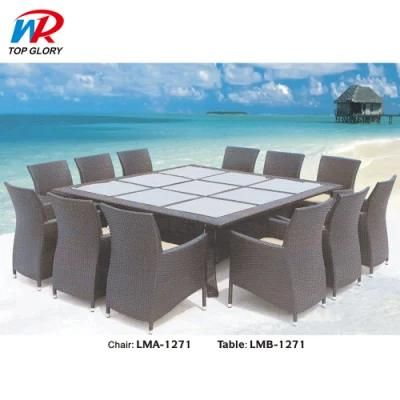 Outdoor Garden Home Dining Furniture PE Rattan Chair Rectangular Dining Table