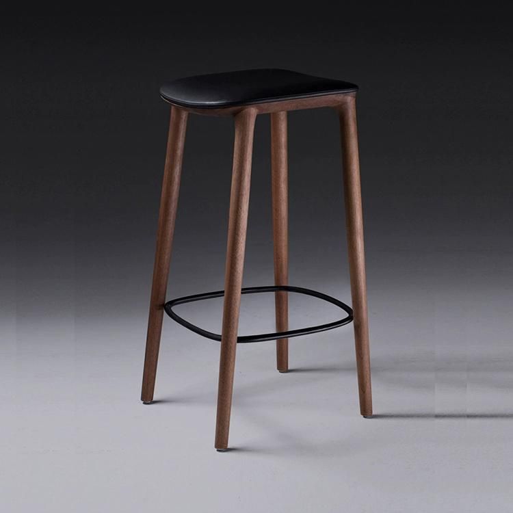 Modern Solid Wood Cafe Bistro Bar Stool Chair with Fabric or Leather Seat