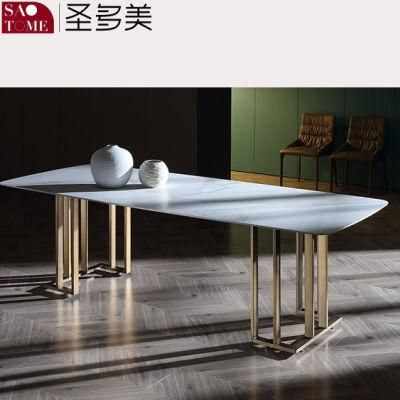Modern Rock Furniture Stainless Steel Square Tube Vertical Bar Dining Table