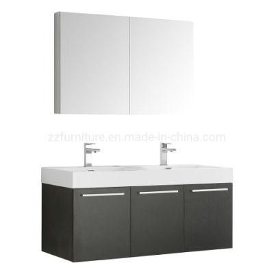 48&quot; Matte Black Wall Hung Double Sink Modern Bathroom Vanity