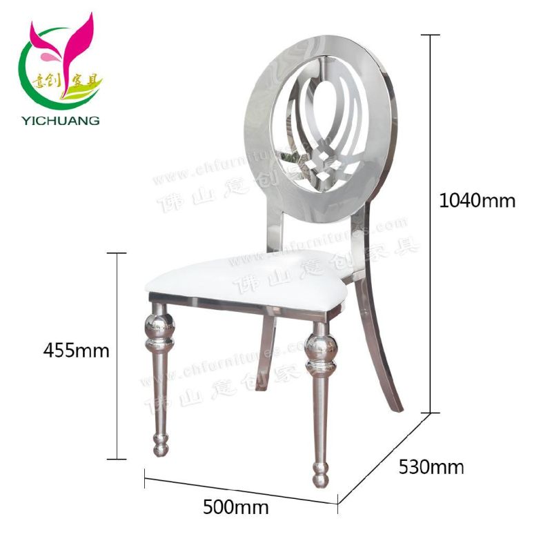 Popular Silver Stainless Steel Hotel Lobby Stacking Banquet Chair with PU Cushion