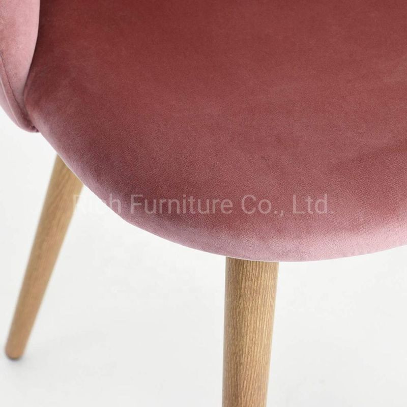 Luxury Nordic Hotel Restaurant Event Cafe Pink Velvet Fabric Dining Room Leisure Chair Home Furniture