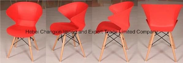 Modern Plastic Chair with Wooden Leg