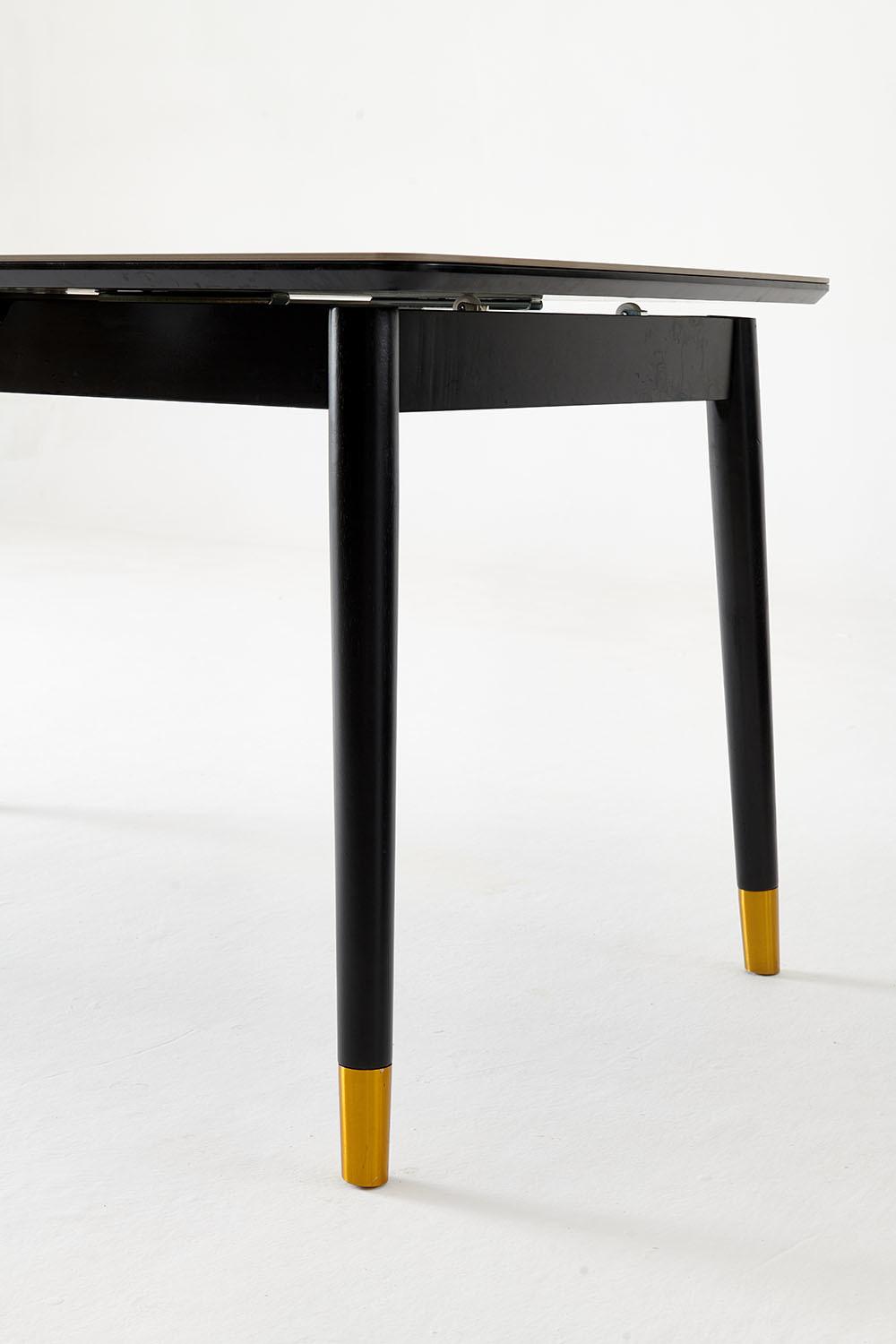 Grey Marble Dining Table with Carbon Steel Legs