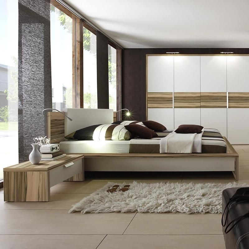 Home Use Latest Design Modern Melamine Bed Furniture Bedroom Sets King Size Bedroom