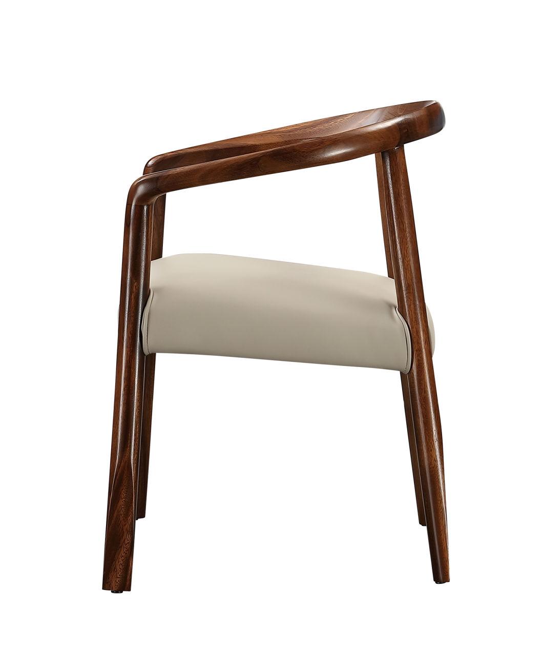 Hotel Restaurant Furniture Solid Wood Walnut Color Frame Dining Chair Bedroom Writing Desk Single Chair for Study Room
