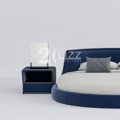 Latest Contemporary Stylish Hotel Home Furniture Nordic Luxury Bedroom Blue Fabric Bed Set