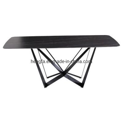 Living Room Kitchen Household Modern Marble Metal Square Dining Table