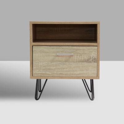 Bedroom and Living Room Nightstand with Drawer and Open Storage Shelf
