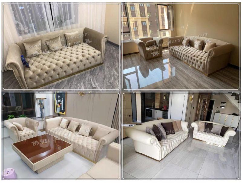 French Style Indoor Luxury Couch Furniture Hotel Superior Fabric Tufted Living Room Sofa
