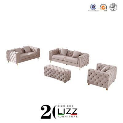 New European Luxury Office /Living Room Home Soft Velvet /Linen Fabric Sectonal Leisure 1+2+3 Sofa Furniture Set