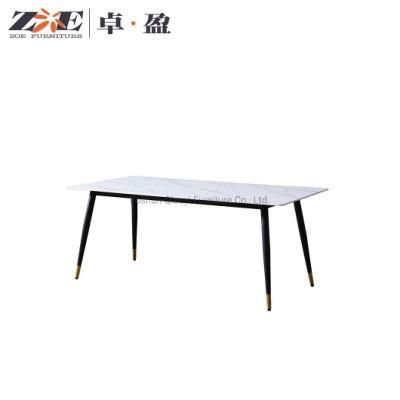 Modern Luxury Dining Room Furniture New Household Rectangular Dining Tables with Chairs Metal Leg