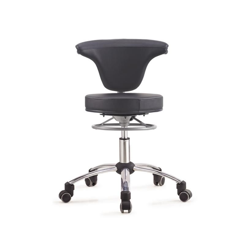 Dental Assistant Medical Stool Round Seat Chair with Adjustable Backrest