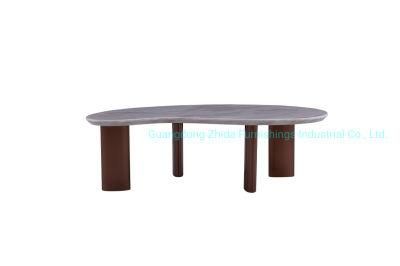 White Marble Top Coffee Table with Profiled Table Top