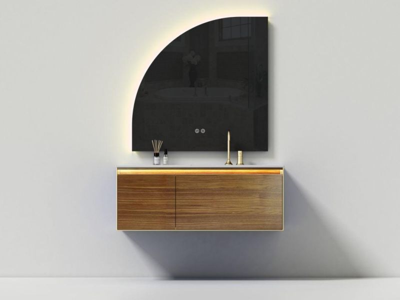 Modern and New Design Melamine Bathroom Cabinet with Irregular LED Mirror