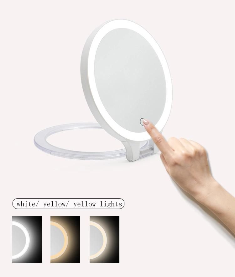 Wall Hanging 10X Mirrors LED Lighted for Woman Makeup Man Shaving