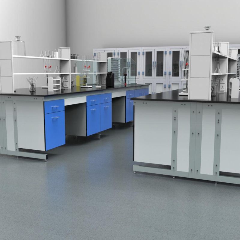 Factory Cheap Price Hospital Steel Lab Furniture with Reagent Shelf, High Quality Hot Sell Physical Steel Hexagonal Lab Bench/