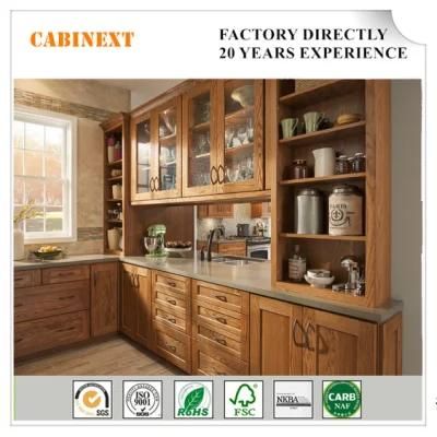 Fuzhou Cabinext White/Walnut Finish Wood Kitchen Storage Buffet Cabinet