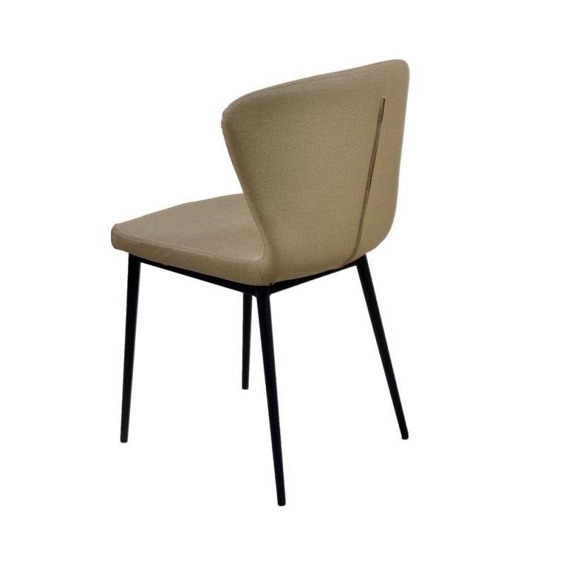 Restaurant Furniture Comfortable Fabric Seat Brown Dining Chair with Black Powder Coated Legs