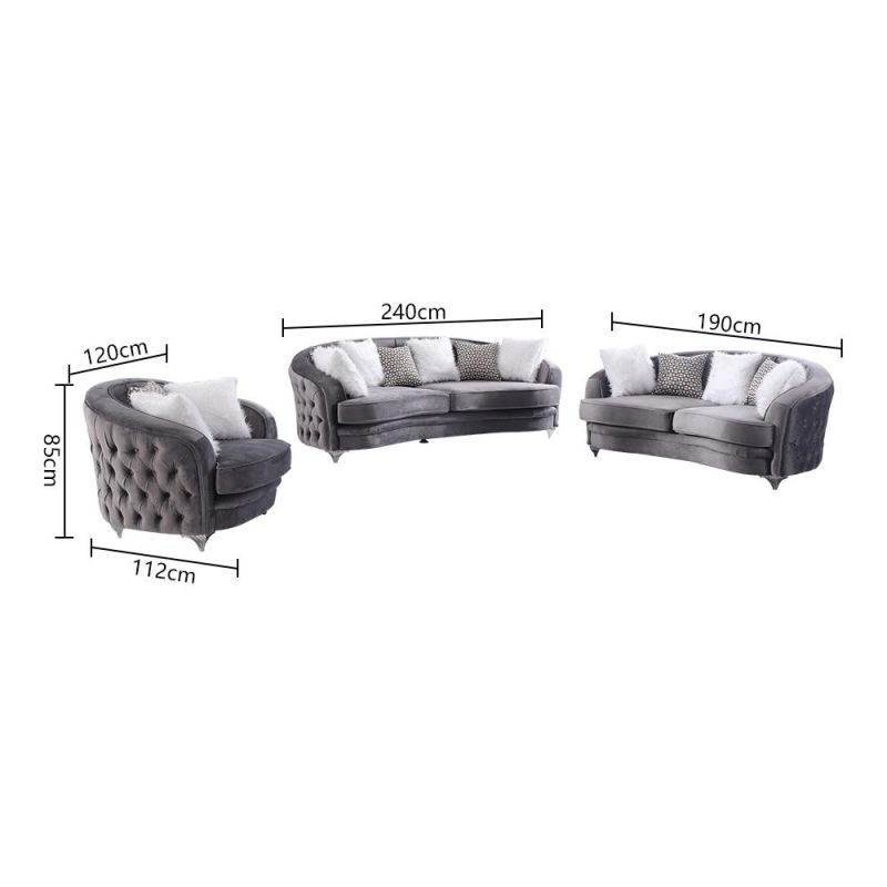 High Quality European Style Modern Leisure Living Room Furniture Sectional Velvet Fabric Sofa with Coffee Table