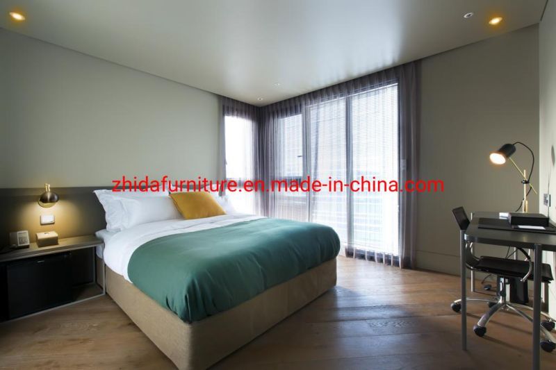 Zhida Custom Made Hotel Furniture Manufacturer Economy Commercial Hotel Bedroom Furniture Set King Size Fabric Bed