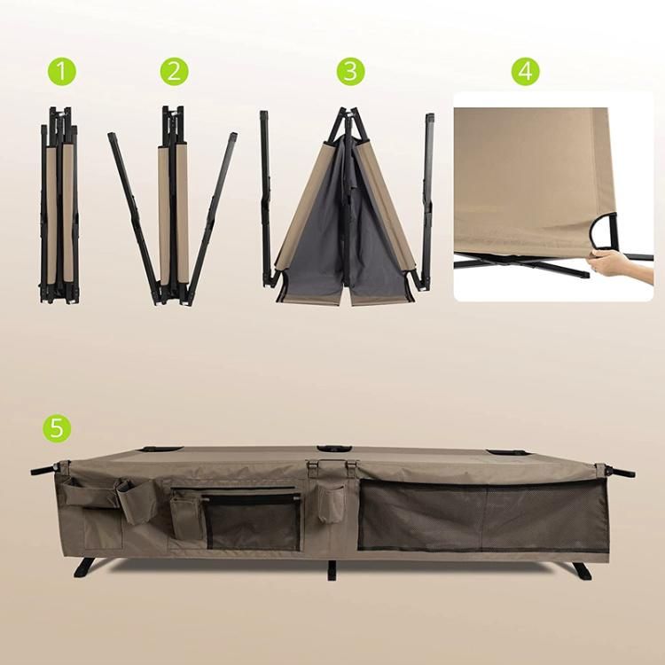 New Camp Cot Folding Camping Cot Guest Bed 300 Lbs Capacity Steel Frame Strong 300d Polyester