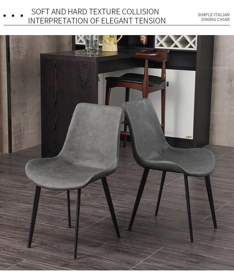 High Quality Restaurant Home Furniture Leather Metal Base Dining Chairs