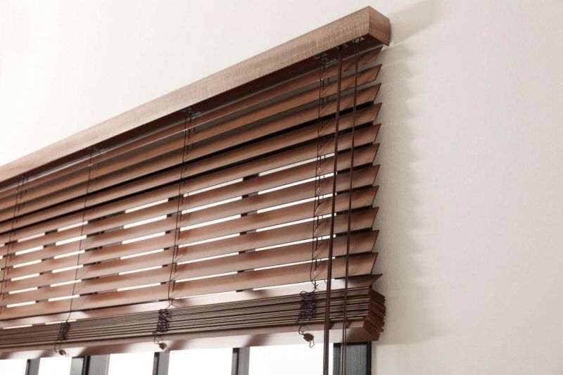 Office Window Curtains Faux Wooden Slats Venetian Wood Blinds